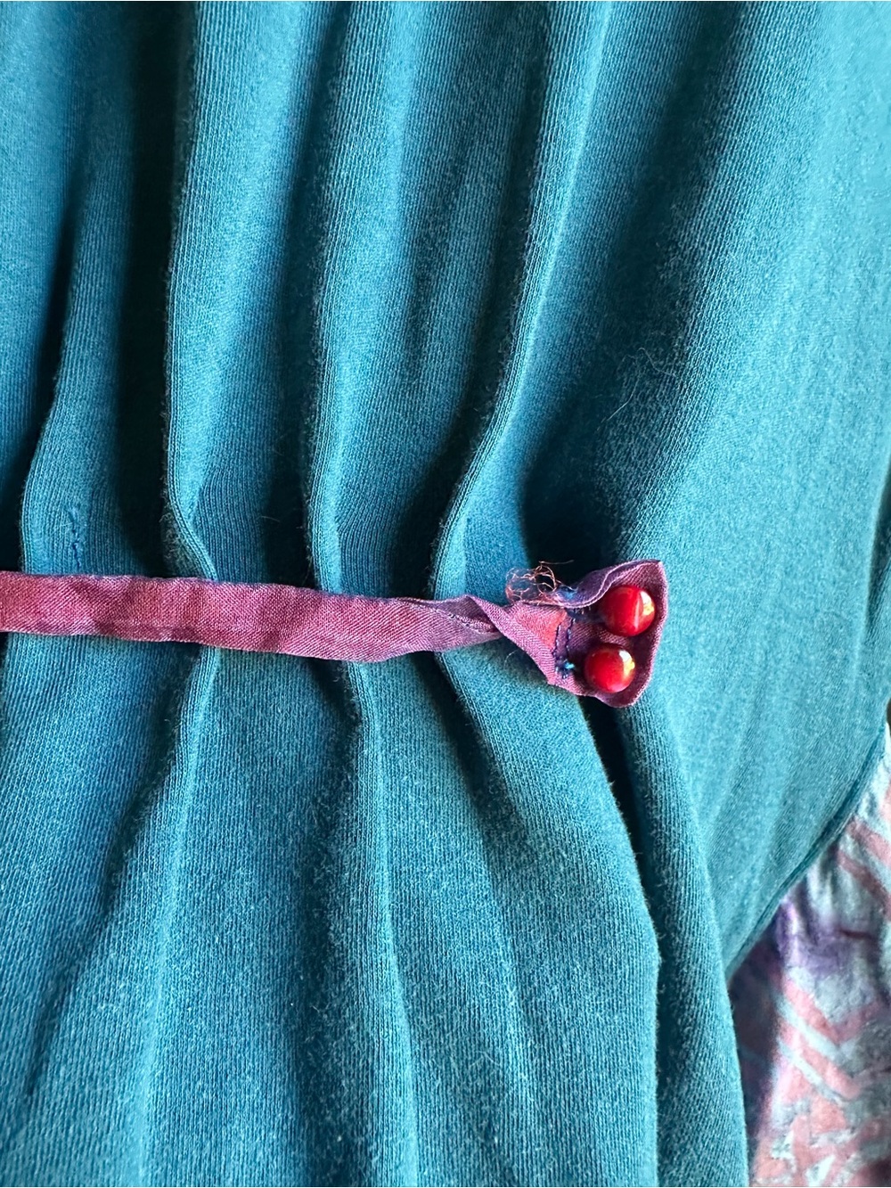 Teal Purple Fairy Grunge Boho Layered Bell Ruffle Sleeve Top Whimsigoth Sz L - Picture 9 of 12